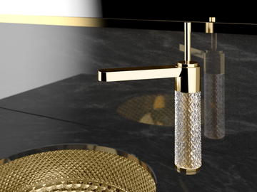 CWT - Single handle countertop crystal washbasin mixer by Glass Design - view 2
